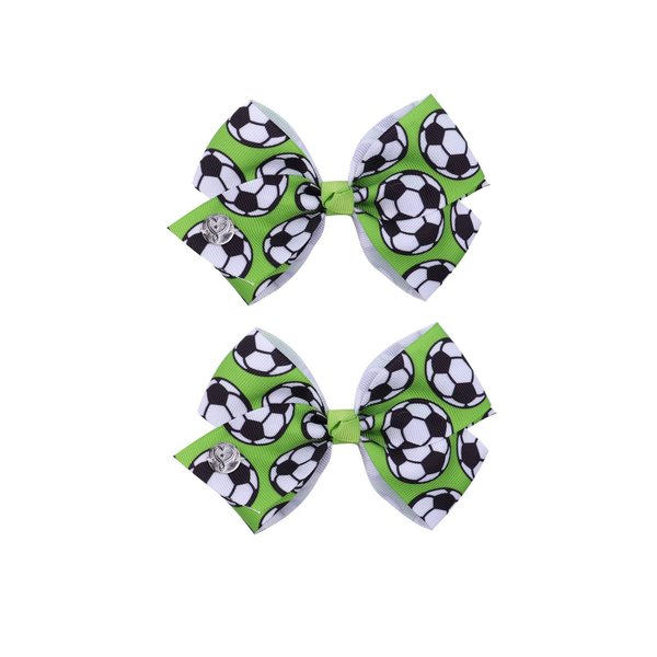 Soccer Hair Bow Clips Football Hair Clips Pin Sport Bow Soccer Hair Barrettes Pin BBG62 (Set-B)