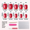 AddFavor 240pcs Press on Nails Short Square Fake Nails Glossy Full Cover Acrylic Artificial Glue on Nails Kit for Women and Girls, Red-Hot Nails
