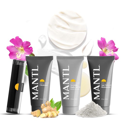 MANTL Skincare Set for All-Complete Face Products KitCleanse, Moisturize, Protect & Soothe Daily-Includes Face Wash, SPF, Moisturizer & Oil Blotting Sheets-Facial Combination, Anti-aging Skin Care Set