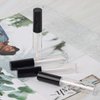 GTHER 10PCS 10ML Empty Lip Gloss Containers Tube with Wand, Refillable Lip Balm Bottles, Lipstick Sample Container and Funnel and Rubber Stoppers for Girls DIY Lip Samples, Black Top