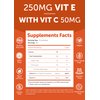 Vitamin E Gummies with Vitamin C - Tastiest Proprietary Formula - 250mg (400IU) Vit E - Antioxidant, Skin & Eye Health Support, Non-GMO, Vegan Vitamin E Supplement - Natural Vitamina E Gummy - 60Count
