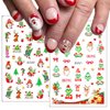 12Sheets Christmas Nail Art Stickers Green Fun Cartoon Santa Claus Designs Nail Decals Xmas Tree 3D Self-Adhesive Winter Holiday Nail Decoration Xmas DIY Manicure Accessories Supplies for Women Kids