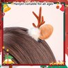 Christmas Deer Ears Headband Hairpins Hairbands Brown Elk Deer Antlers Headband with Elk Fluff Design Party Xmas Reindeer Antlers Decor Christmas Deer Costume Headband Hairpin for Women