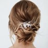 Allereyae Crystal Pearl Wedding Hairpins Barrette Rhinestone Hair Pins Barrette Silver Leaf Hairpins Faux Pearl Bridal Headpieces Decorative Bobby Pins Head Clip Headwear Bridal Hair Accessories for