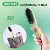 Doortian Mini Hair Straightening Iron with Built-in Comb for Travel, Portable Hair Straightener Brush, Ionic Hot Comb Straightener for Women (Green)