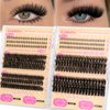 calphdiar Fluffy Lash Clusters with Bottom Lashes Cluster Eyelash Extensions 60D+80D+100D+120D Thick Volume Individual Lashes 12-18mm with Bottom Eyelash Clusters DIY D Curl Lash Extension at Home