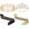 Saintrygo Prince and Princess Crowns Prom Court Sashes Prom Party Favors 80s Prom Tiara Shiny Satin Cosplay for Graduation (Classic Style)