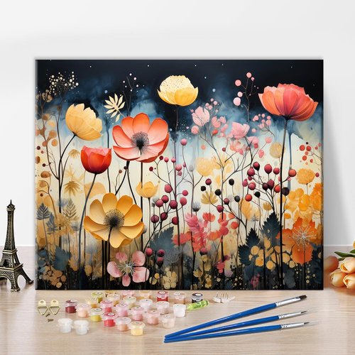 Flowers DIY Paint by Numbers Colorful Flowers Paint by Numbers Kit for Adults Wild Flowers and Weeds Oil Paint by Numbers Kits on Canvas Abstract Style Paint by Numbers for Adults Beginner 16x20inch