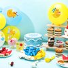 Sratte 40 Pcs Duck Balloon Rubber Duck Party Decorations 12 Inch Duck Shape Foil Balloons Blue Pink Yellow White Latex Balloon for Baby Shower Rubber Duck Themed Birthday Party Supplies (Shower)
