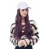 NJJYXH White Hat Wig for Women Long Wavy Baseball Cap Wig with Curly Hair Extensions Synthetic Reddish Brown Wig Adjustable Baseball Hat