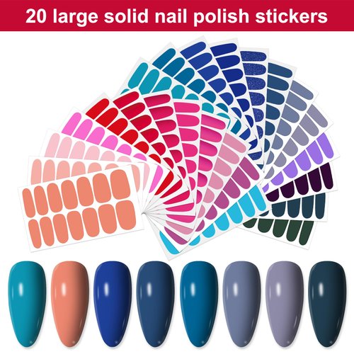 YECIRALA 24 Sheets 336 Pieces Nail Polish Strips for Women Girls Nail Polish Stickers Full Nail Wraps Stick On Nails with Nail File Gel Nail Strips Solid Nail Stickers Self Adhesive Nail Decals