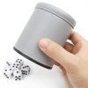 Dice Felt Lined PU Leather Dice Cup with 6 Dice, Felt Lined Interior Quiet Shaker for Yahtzee Game (Gray)