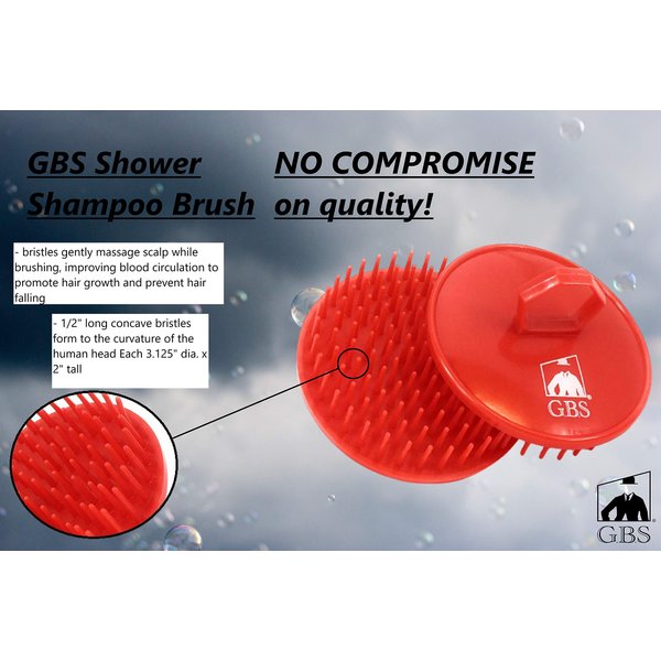 G.B.S Red Scalp Massager Shampoo Brush for Deep Cleaning Men's Hand Brush Plastic Growth Beard Brush Pet Grooming Round Palm Brush