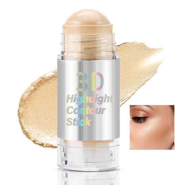 AFGHOUZ Highlighter Makeup Stick, Face Shimmer Highlighter Brightener Stick, Illuminator Highlight Contouring Stick, Creamy & Blendable Color