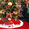 Christmas Tree Skirt Red Xmas Tree Ornaments for White Soft Plush Christmas Tree Mat with Snowy Pattern for Decorations Holiday Party 48 inches