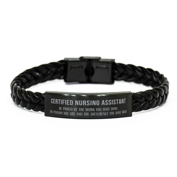 Certified Nursing Assistant Braided Leather Bracelet Gifts, Certified Nursing Assistant Appreciation Gifts for Women or Men, Thank you Certified Nursing Assistant Retirement Appreciation Gifts for