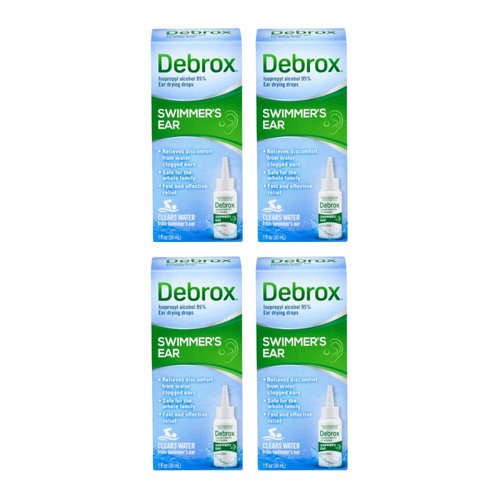 Debrox Swimmer's Ear Drying Drops for Adults & Kids, 1 Fl oz. (Pack of 4)