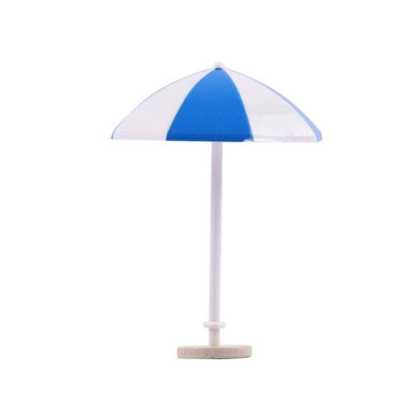 FRECI 1/12 Dollhouse Beach Umbrella Plastic Deck Chair Umbrella Beach Accessories Aquarium Terrariums Decoration Cake Ornaments - Blue S