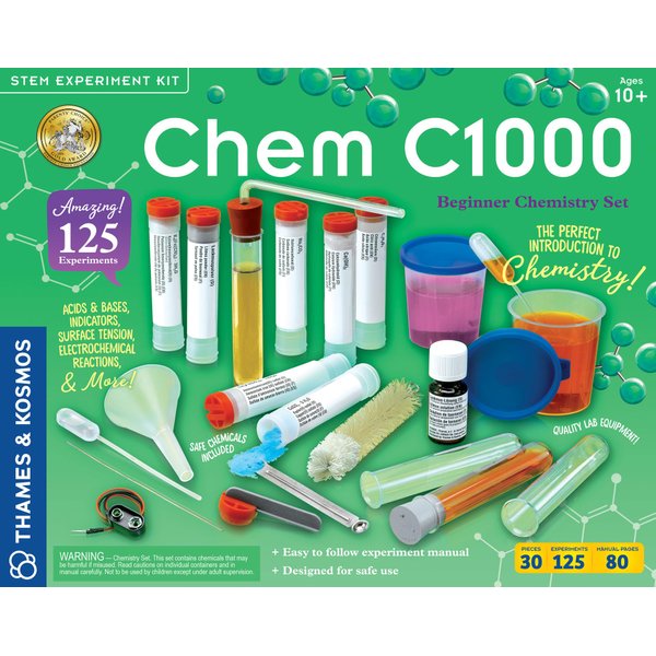 Thames & Kosmos Chem C1000 Chemistry Set | Science Kit with 125 Experiments | 80 Page Lab Manual | Student Laboratory Quality Instruments & Chemicals | Parents’ Choice Gold Award Winner