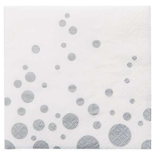 Creative Converting 16 Count Paper Beverage Napkins, Sparkle and Shine Silver