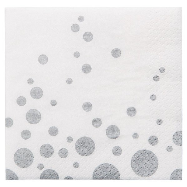 Creative Converting 16 Count Paper Beverage Napkins, Sparkle and Shine Silver