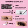 Perfect Key 200 Clusters Natural Look Eyelash Extensions Wispy Lash Clusters D Curl Cluster Lash Extensions 10-18mm (100D-200 Black)