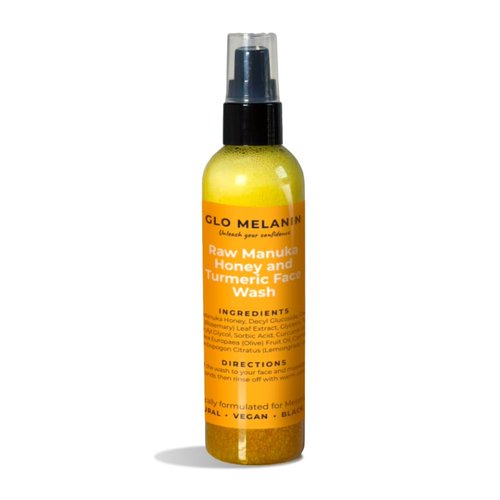 Glo Melanin Raw Manuka Honey & Turmeric Face Wash - Exfoliating Face Wash for a Glowing Complexion - Natural Face Wash for Women - 4 Oz