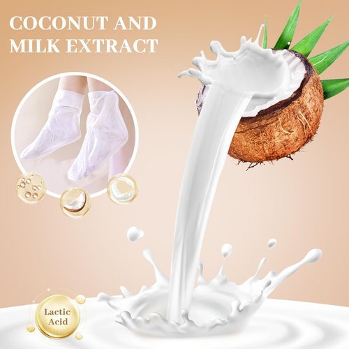 Berlaney Foot Peeling Mask - Pro Callus Remover with Coconut Extract for Rough Cracked Dry Feet - Dead Skin Remove, 3Pairs