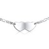Blank Dainty Connected Double Heart Shape Medical Identification Engravable Medical ID Bracelet For Women Teens .925 Sterling Silver Small Wrist 7 Inch