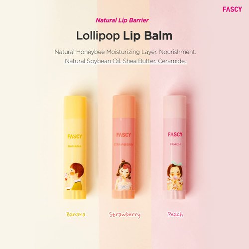 FASCY Lollipop Lip Balm Banana, Lip Balms & Moisturizers, Korean Lip Balm, Korean Lip, Korean Lip Products, Paraben Free, Moisturizing, 0.13 Oz, (Banana)