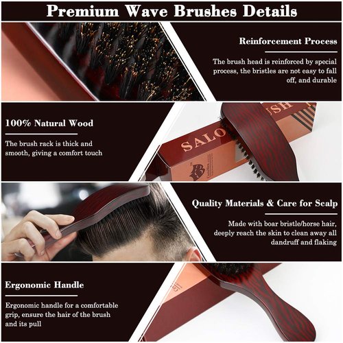 Boar Bristle Hair Brush, Natural Hair Brush, Paddle Hair Brush Wave Brush for Women Men Long Short Thick Thin Curly Frizzy All Hair Types, Reducing Hair Breakage and Frizz No More