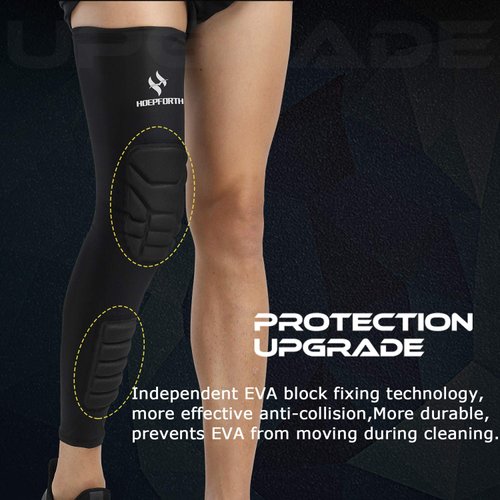HOPEFORTH Knee Calf Padded 2 Pack Leg Thigh Compression Sleeve Sports Protective Gear Shin Brace Support for Football Basketball Volleyball Soccer Baseball Tennis Youth Kids Adult