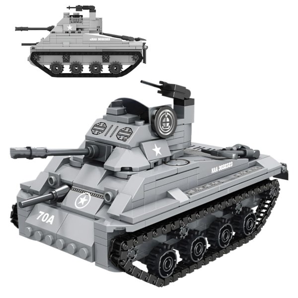 WULOBOOI WW2 Army M4A3 Tank Toys Building Blocks Set, Adult Collectible Tanks Model to Display, 350 Pieces Educational Construction Toys Gifts for Military Fans Boys Kids 8 9 10+