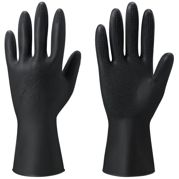 ThxToms Chemical-Resistant Reusable Latex Gloves, 5 Pairs Professional Hair Coloring Rubber Gloves for Painting, Cleaning, Hair Dyeing, Black, Small