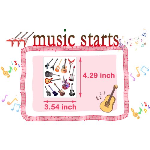 OriniPlay 350 Guitar Theme Tattoos Temporary Stickers Suitable for Music Themed Birthday 80s 90s Musician Rock and Roll Party Supplies Tattoos 30 Sheets