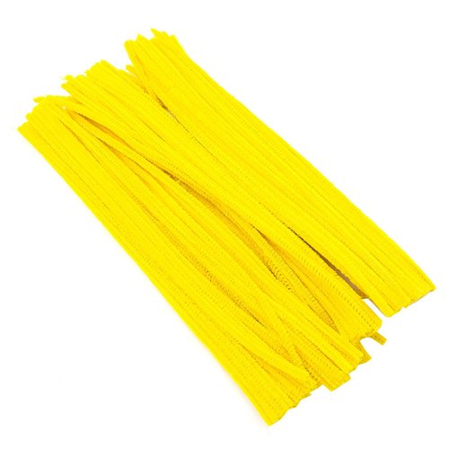 Yellow Pipe Cleaners, 100pcs Thick Pipe Cleaners Craft Supplies, 15 Colors Chenille Stems Art Supplies 12 inch Pipe Cleaners Chenille Stems for Make Creative DIY Arts Projects