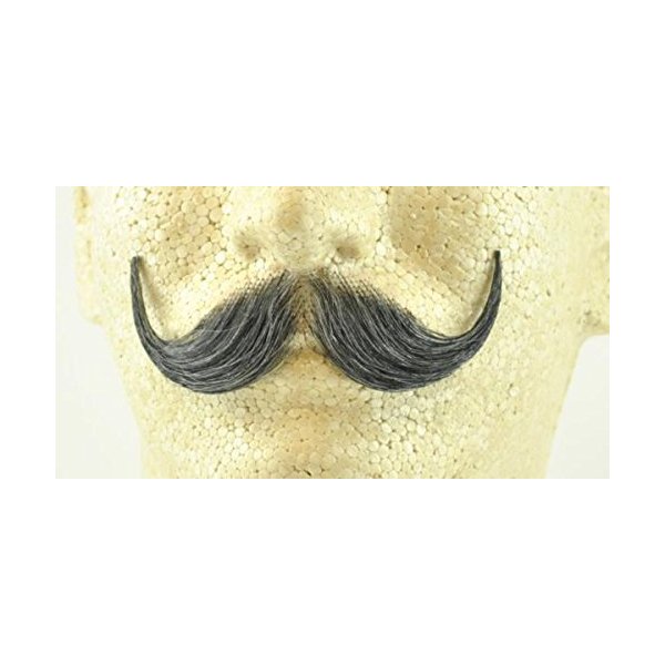 DARK GREY - Spirit Gum Included -100% Human Hair - no. 2013 - REALISTIC! Perfect for Theater - Reusable! Fake Mustache Y