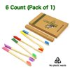 Virgin Forest Bamboo Toothbrush, Natural Eco Friendly Wood Toothbrushes, Biodegradable Charcoal Tooth Brush, Pack of 6