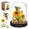 HI-REEKE Sunflower Bee Bouquet Building Block Set, Micro Mini Botanical Building Toy for Women -548 PCS