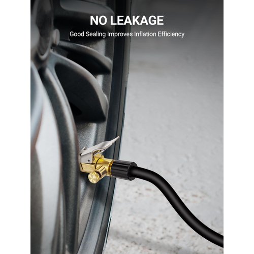 2-Pack Locking Tire Air Chuck, Brass Tire Inflator Hose Adapter w/Clip Adapter & Release Button for Lock On, No Leakage Air Compressor Pump Clip On Tire Chuck Nozzle Adapter Connect Accessories Tool