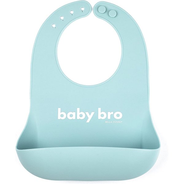 Bella Tunno Wonder Bib – Waterproof Silicone Bibs for Boys & Girls, Non-toxic & BPA Free Silicone Baby Bibs & Toddler Bibs with Adjustable Neck, Easy to Clean (Baby Bro)
