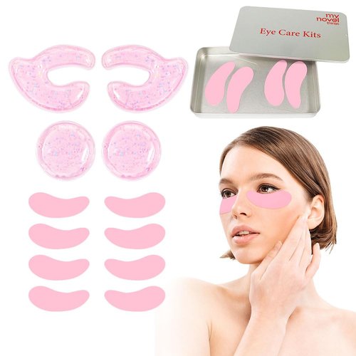 my novel things Reusable Eye Pads 6 Pairs, Silicone Face Patches and Gel Under Eye Pads Cold Warm Eye Compress for Reduce Puffiness Circles Wrinkle Cooling Eye Mask Ice Packs