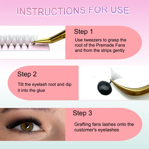 Pro Fairy Premade Fans Lashes 7D 8D 10D 12D 14D Voleme Lash Extensions Pre Made Fans Eyelash Extension Mixed 8-15mm Thickness 0.07 Curl C/D (8D 0.07 C Mix)