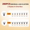 DIY Lash Extension Kit 280pcs Lash Clusters Kit 40D+50D Individual Lashes 10-16mm Lash Clusters Kit Lash Bond and Seal Cluster Lashes Glue Remover Lash Tweezer