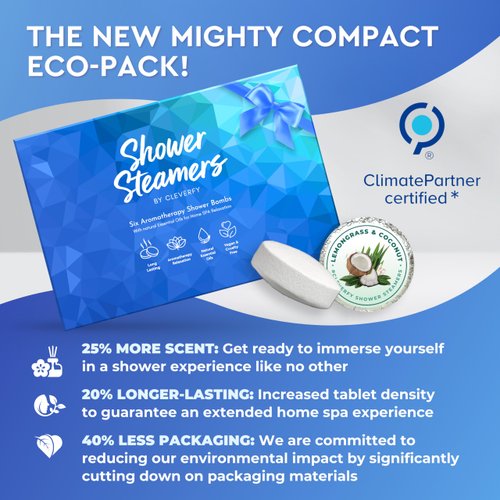 Cleverfy Shower Steamers Aromatherapy - Compact Pack of 6 Variety Shower Bombs with Essential Oils. Self Care Birthday Gifts for Women and Valentines Day Gifts for Her and Him. Blue Set