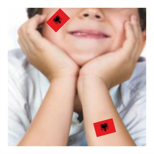 Womaha 30 Sheets Albania Flag Temporary Tattoos Fans Face Tattoo Stickers for Adults Kids Group Activity Props