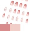 IMSOHOT Medium Press on Nails Coffin Pink Gradient Fake Nails Flash Flower Glossy Glue on Nails Ballerina Full Cover Acrylic False Nails for Women