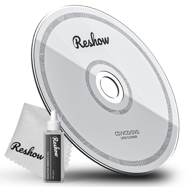 Reshow Laser Lens Disc Cleaner kit for CD & DVD Player Without Scratching The Optics - Included Microfiber Cloth, Cleaning Disc and Cleaning Solution (1 Bottles of Cleaning Fluid)