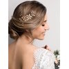 SWEETV Gold Bridal Hair Comb-Handmade Wedding Hair Clip Wedding Hair Accessories for Women