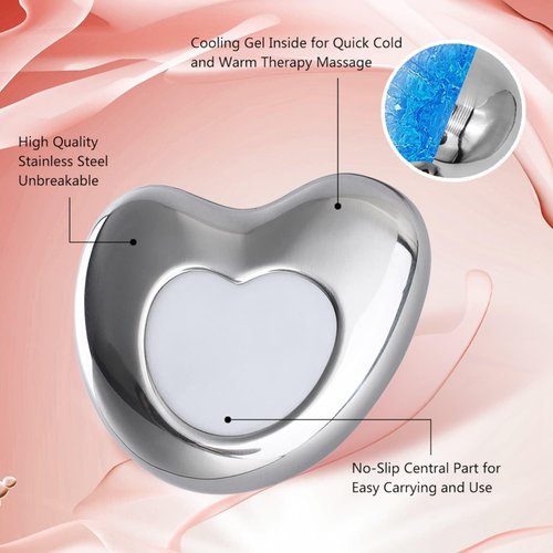 LYNSYXDD Stainless Steel Cryo Gua Sha Massage Tool, Metal Gua Sha Facial Tools for Face, Neck, Shoulder and Body, Face Lift Massager, Metal Ice Gua Sha and Roller Tool for Under Eye Massager